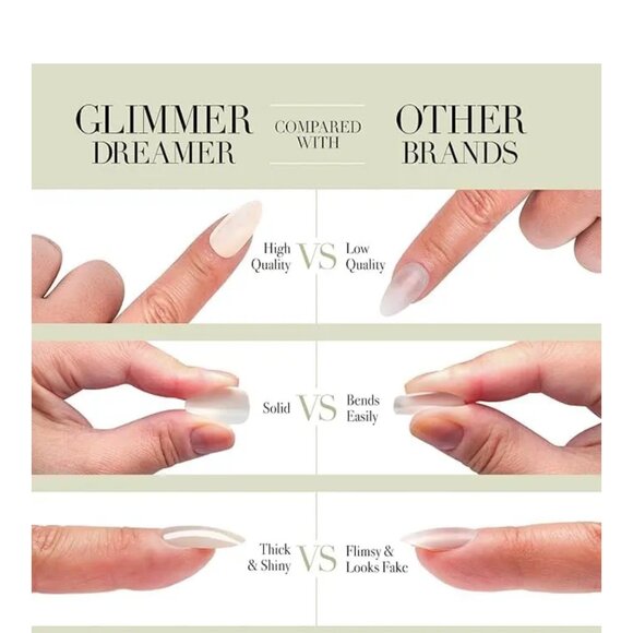 Glimmer Dreamer Press On French Mani Reusable Almond Nails 32 Obsidian Gleam NWT - Picture 6 of 7